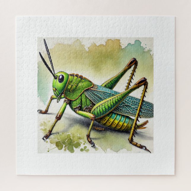 Longhorned Grasshopper Katydid 270824IREF244 - Wat Jigsaw Puzzle (Vertical)