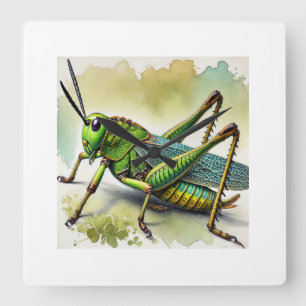 Longhorned Grasshopper Katydid 270824IREF244 - Wat Square Wall Clock