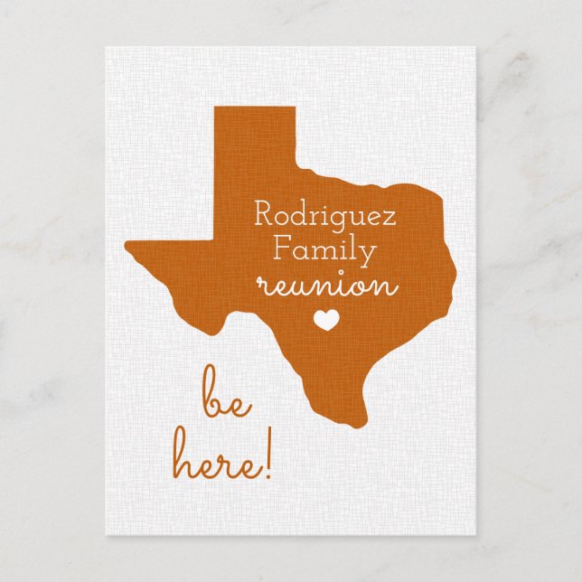 Longhorns Burnt Orange Texas Family Reunion Postcard (Front)