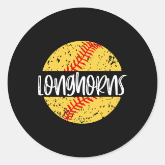 Longhorns Softll Team Mascot School Spirit Game Da Classic Round Sticker