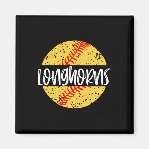 Longhorns Softll Team Mascot School Spirit Game Da Magnet