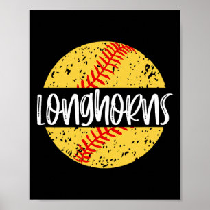 Longhorns Softll Team Mascot School Spirit Game Da Poster