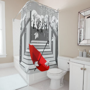 Longing for winter shower curtain