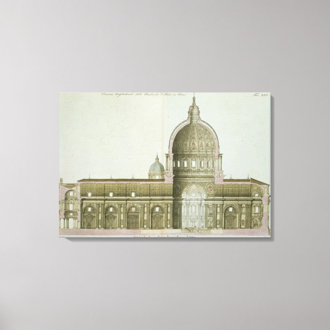 Longitudinal Cross-Section of St. Peter's in Rome, Canvas Print (Front)