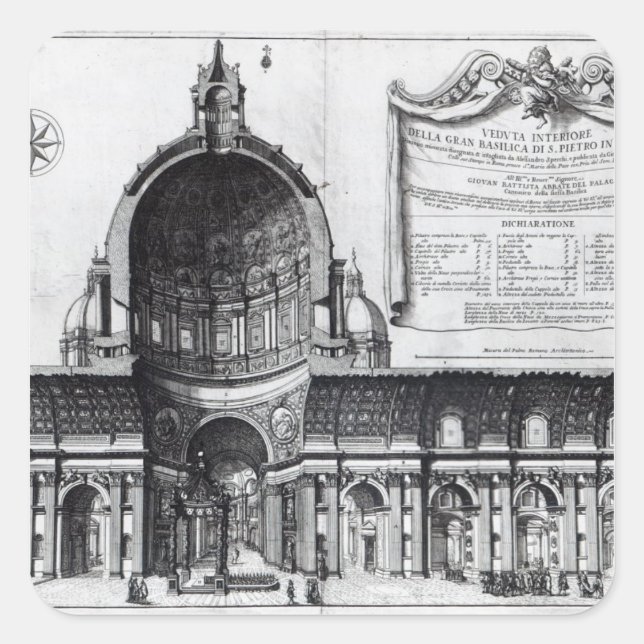 Longitudinal cross-section of St. Peter's Square Sticker (Front)