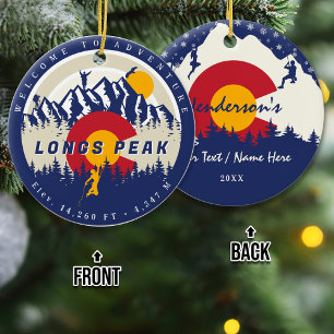 Longs Peak Colorado 14ers Fourteener Climbing Ceramic Tree Decoration