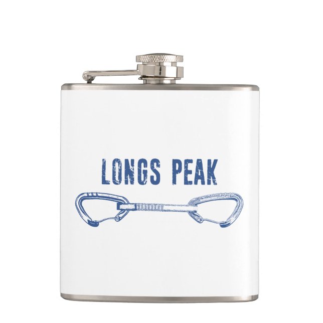 Longs Peak Colorado Climbing Quickdraw Hip Flask (Front)
