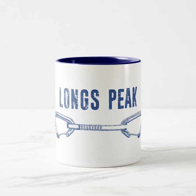 Longs Peak Colorado Climbing Quickdraw Two-Tone Coffee Mug (Center)