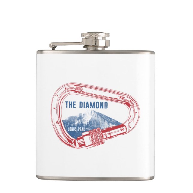 Longs Peak Diamond Rock Climbing Carabiner Hip Flask (Front)