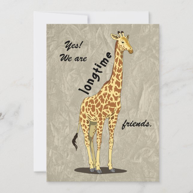 Longtime friends - with Giraffe image Holiday Card (Front)