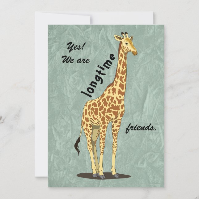 Longtime friends - with Giraffe image Holiday Card (Front)