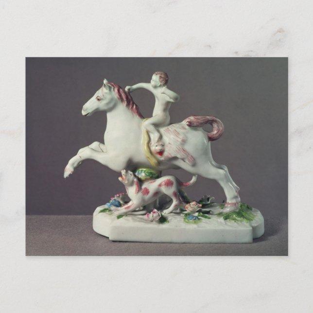 Longton Hall figure of Cupid riding a horse Postcard (Front)