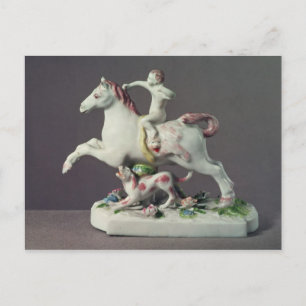 Longton Hall figure of Cupid riding a horse Postcard