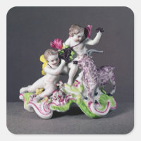 Longton Hall group, two putti with goat, c.1755