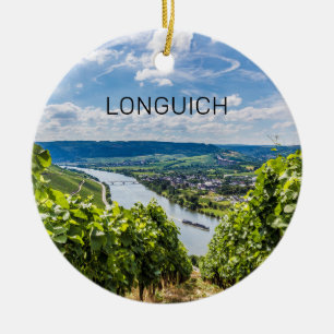 Longuich Moselle Vineyard Panorama Germany Ceramic Tree Decoration