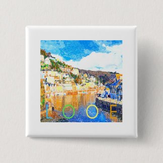 Looe - Cornwall UK 15 Cm Square Badge