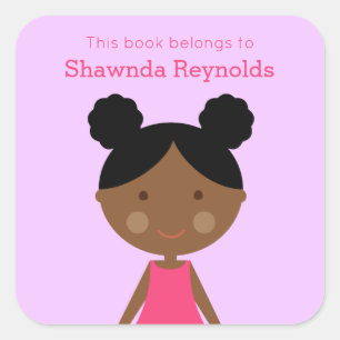 Look-Alike Black Girl Bookplates Square Sticker