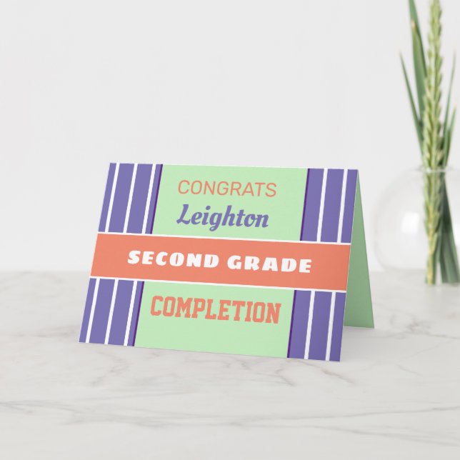Look! Custom Second grade completion card! Card (Front)