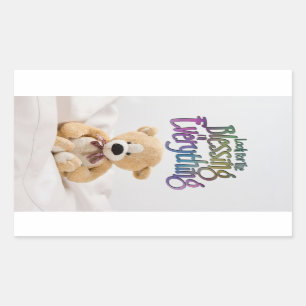 Look For The Blessing Teddy Bear MotivationalQuote Rectangular Sticker