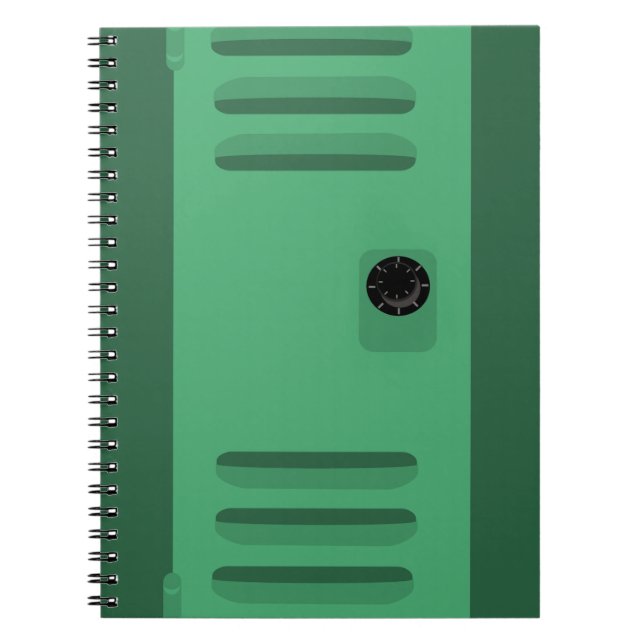 Look in a Locker Fun School Cartoon Design Spiral Notebook (Front)