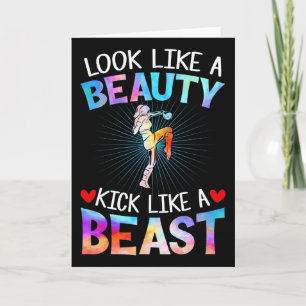 Look Like Beauty Kick Like Beast Tee Women Kickbox Card