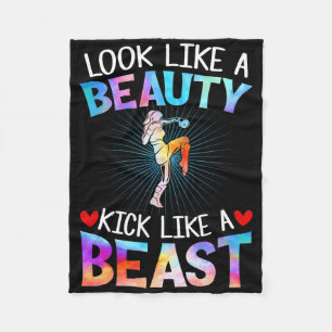 Look Like Beauty Kick Like Beast Tee Women Kickbox Fleece Blanket