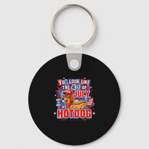 Look like the 4th of july makes want hotdog real key ring