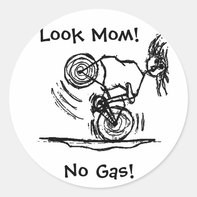 Look Mum! No Gas! Classic Round Sticker (Front)