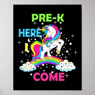 Look Out Pre k Here I Come Girl Unicorn Preschool  Poster