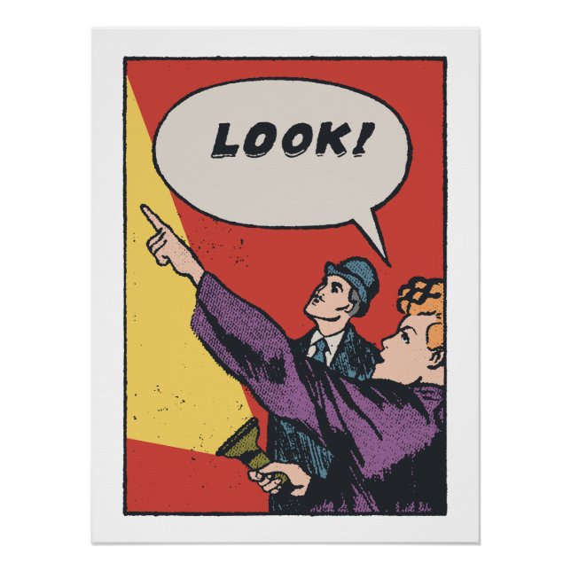 LOOK! The Thing in the Sky • Golden Era Comic Art Poster (Front)