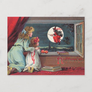 Look! The Witch Moon Night! Vintage Postcard