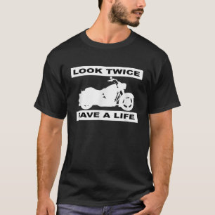 Look Twice Save A Life Cruiser Motorcycle Black T-Shirt