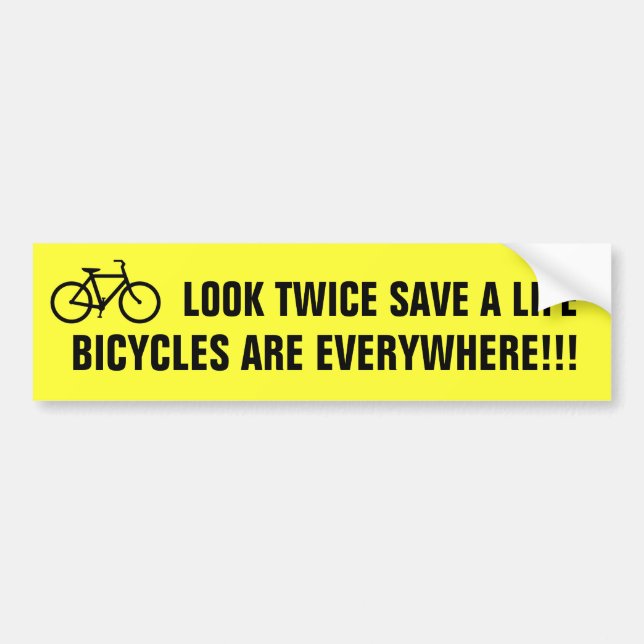Look Twice Save A Life (yellow) Bumper Sticker (Front)