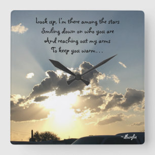 Look Up - a Tribute to a Loved One Square Wall Clock
