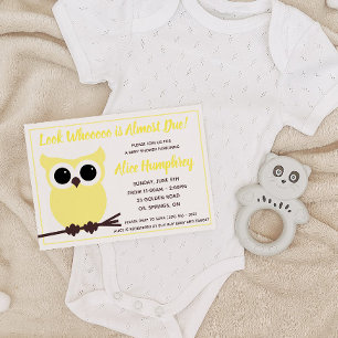 Look Who is Almost Due! Yellow Owl Baby Shower Invitation