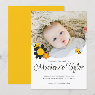 Look Who is Here New Baby Bee themed Announcement