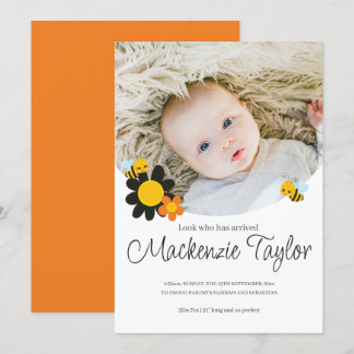 Look Who is Here New Baby Bee themed Announcement