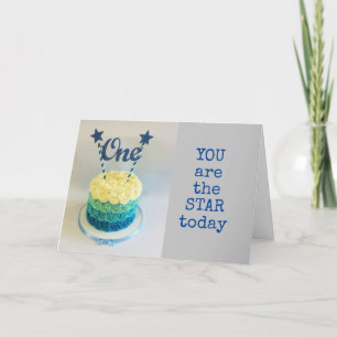 "LOOK WHO IS TURNING 1" BIRTHDAY WISH CARD