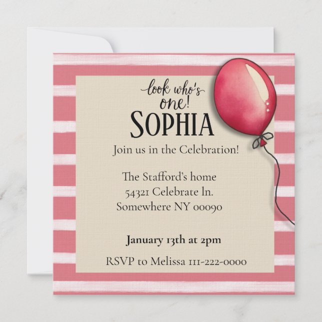 Look who’s one birthday Invitation (Front)