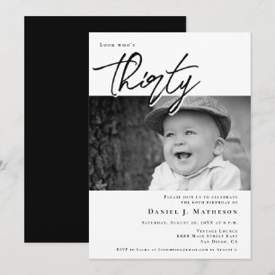Look Who’s Thirty Funny baby Photo Birthday Invitation
