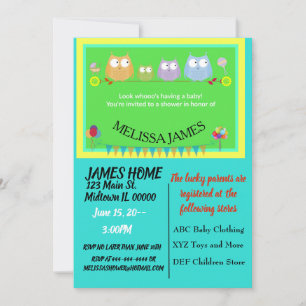 Look Whooo’s Baby Owl Shower Announcement Art