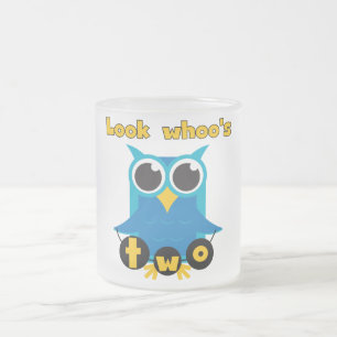 Look Whoo's 2 Birthday Tshirts and Gifts Frosted Glass Coffee Mug