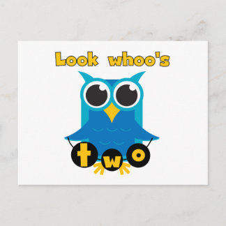 Look Whoo's 2 Birthday Tshirts and Gifts Postcard