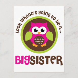 Look Whoos Going to be a Big Sister Owl Postcard