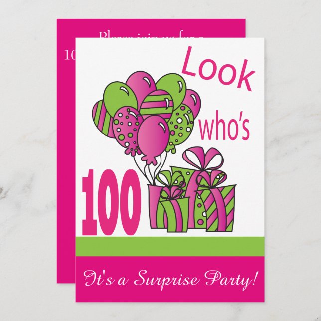 Look Who's 100 | 100th Birthday Invitation (Front/Back)