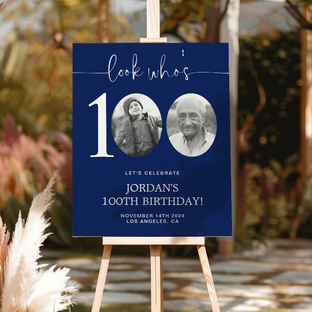 Look Who's 100 | Blue 100th Birthday Poster (Creator Uploaded)