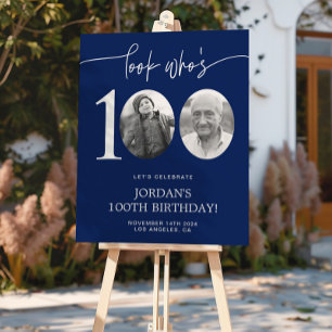 Look Who's 100   Blue 100th Birthday Poster