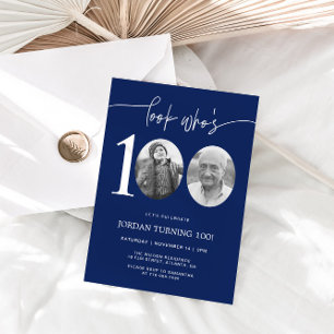 Look Who's 100 Navy 100th Birthday Invite