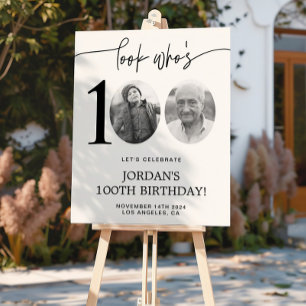 Look Who's 100   Photo 100th Birthday Welcome Poster