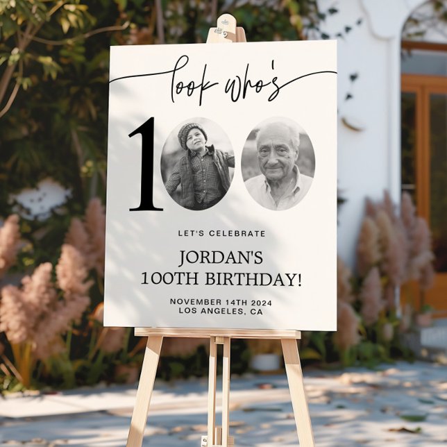 Look Who's 100 | Photo 100th Birthday Welcome Poster (Creator Uploaded)